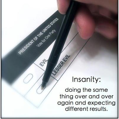 Insanity is voting for the lessor of 2 evils